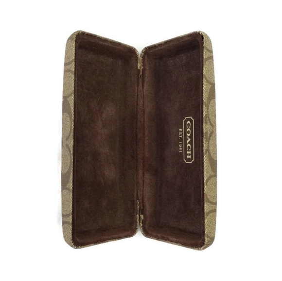 Coach Signature Tan Brown Rectangle Hard Clamshell Eyeglasses Sunglasses Case - Picture 8 of 11